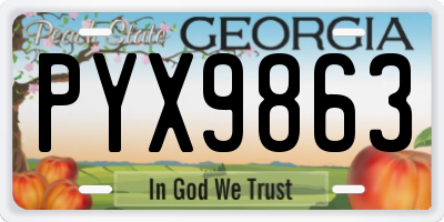 GA license plate PYX9863