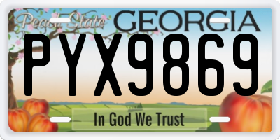 GA license plate PYX9869