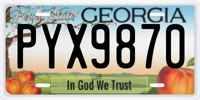 GA license plate PYX9870