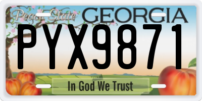 GA license plate PYX9871