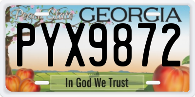 GA license plate PYX9872
