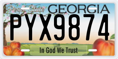 GA license plate PYX9874