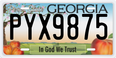GA license plate PYX9875