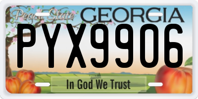 GA license plate PYX9906