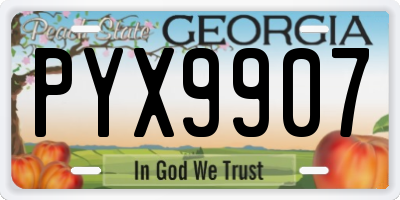 GA license plate PYX9907