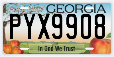 GA license plate PYX9908