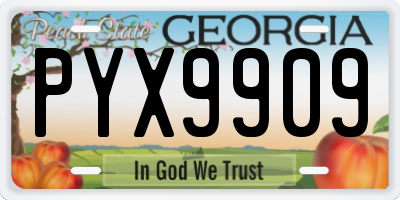 GA license plate PYX9909
