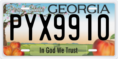 GA license plate PYX9910