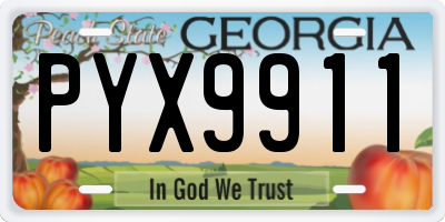 GA license plate PYX9911