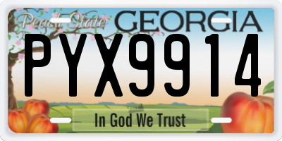 GA license plate PYX9914