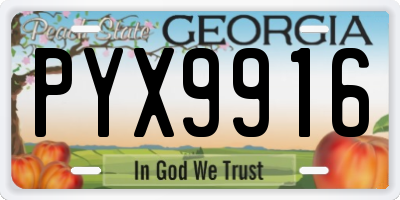 GA license plate PYX9916
