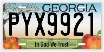 GA license plate PYX9921