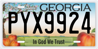 GA license plate PYX9924