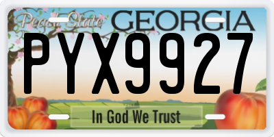 GA license plate PYX9927