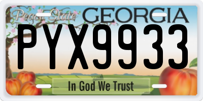 GA license plate PYX9933