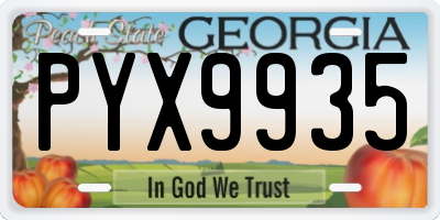 GA license plate PYX9935