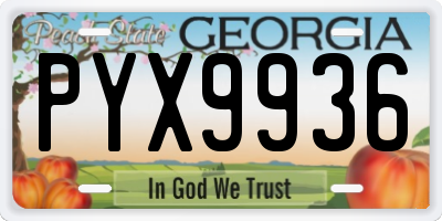 GA license plate PYX9936