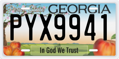 GA license plate PYX9941