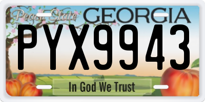 GA license plate PYX9943