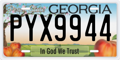 GA license plate PYX9944