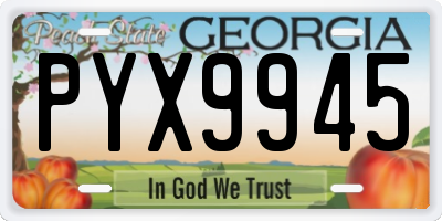 GA license plate PYX9945