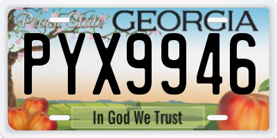 GA license plate PYX9946