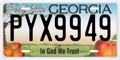 GA license plate PYX9949