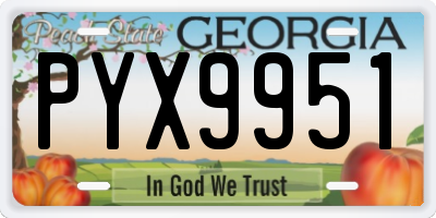 GA license plate PYX9951