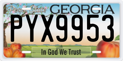 GA license plate PYX9953