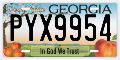 GA license plate PYX9954