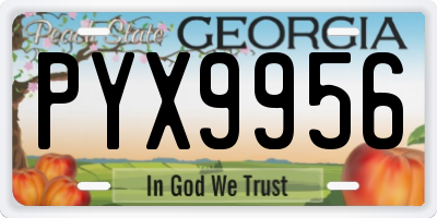 GA license plate PYX9956