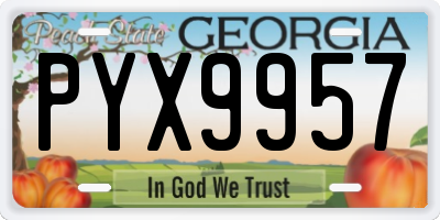 GA license plate PYX9957