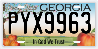 GA license plate PYX9963
