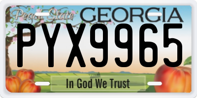 GA license plate PYX9965
