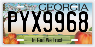 GA license plate PYX9968