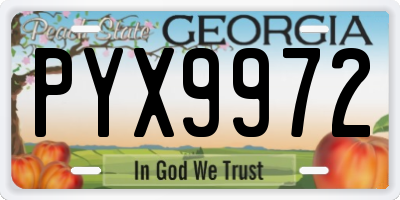 GA license plate PYX9972