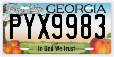 GA license plate PYX9983