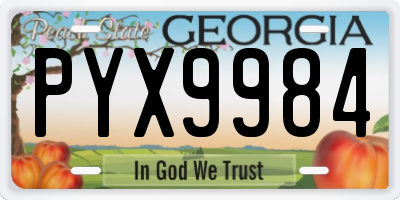 GA license plate PYX9984