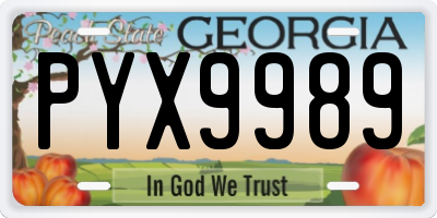 GA license plate PYX9989