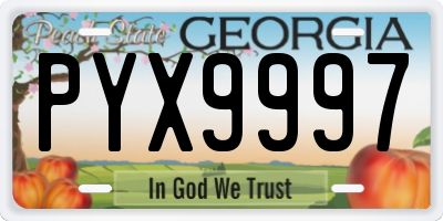 GA license plate PYX9997