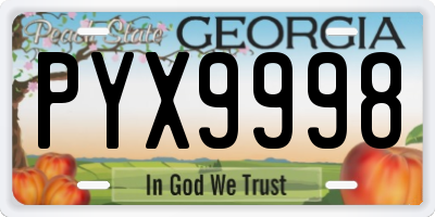 GA license plate PYX9998