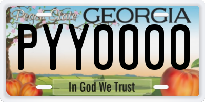 GA license plate PYY0000
