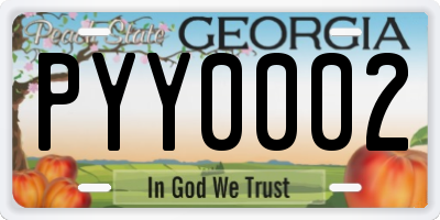 GA license plate PYY0002