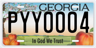 GA license plate PYY0004