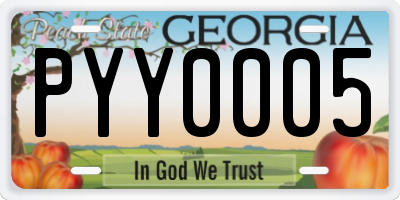 GA license plate PYY0005