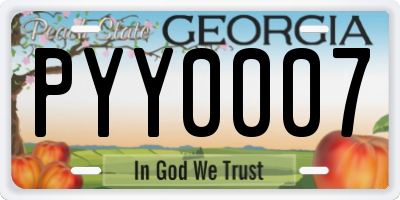GA license plate PYY0007