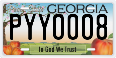 GA license plate PYY0008