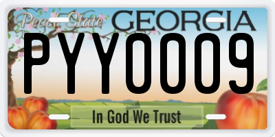 GA license plate PYY0009
