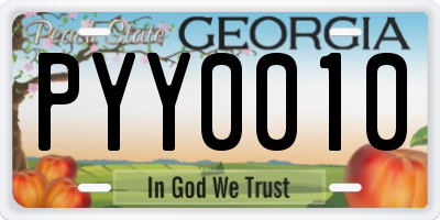 GA license plate PYY0010