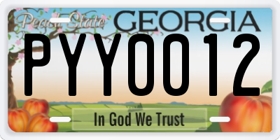 GA license plate PYY0012